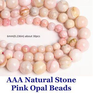AAA Natural Stone Pink Opal Beads 15" Strand  6mm